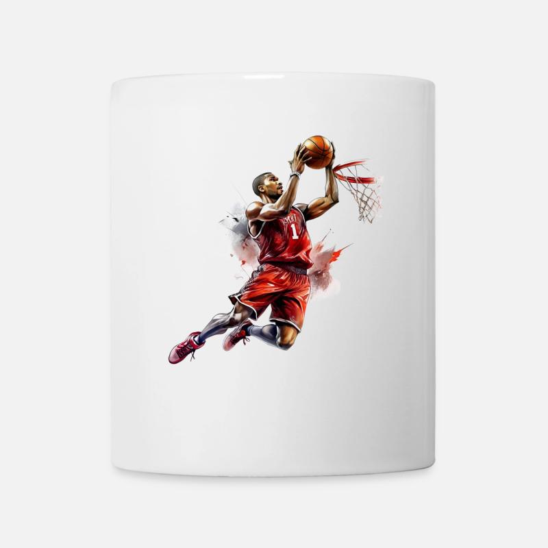 Panier de dessin de basketteur avec lapi - Mug blanc - blanc