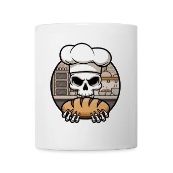 Lustiger Bäcker Skull mit Brot. Alter Mann backt - Tasse - Weiß - Vorne