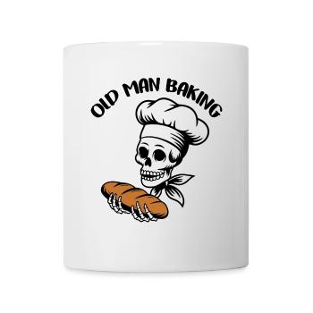 Lustiger Bäcker Skull mit Brot. Alter Mann backt - Tasse - Weiß - Vorne
