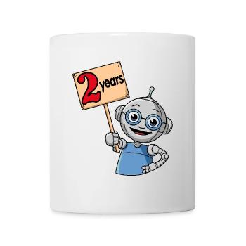 Ich bin 2 Jahre zweiter Geburtstag Roboter - Tasse - Weiß - Vorne