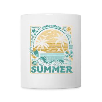 Surfing and summer in vintage style in Hawaii - Mug - white - Front
