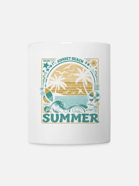 Surfen und Sommer im Vintage Style auf Hawaii - Tasse - Weiß