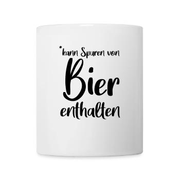 kann Spuren von Bier enthalten - Tasse - Weiß - Vorne