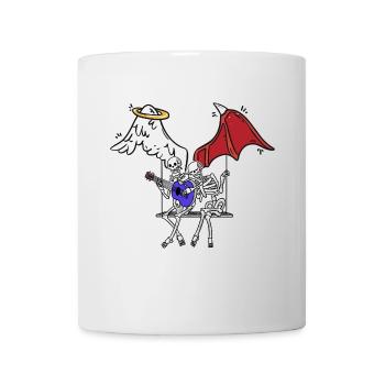 Engel Teufel Skelett Horror Fantasy Dark Musiker - Tasse - Weiß - Vorne