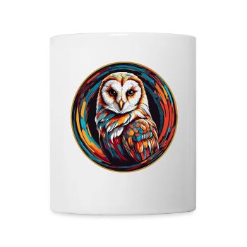 Farbenfrohes Portrait einer Schleiereule - Tasse - Weiß - Vorne