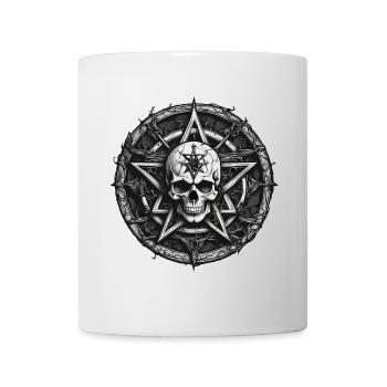 Skull with pentagram in gothic style - Mug - white - Front