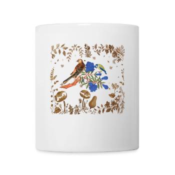 faune, oiseaux, oiseaux, fleurs, flore, nature - Mug blanc - blanc - Devant