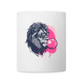 Löwe mit Kaugummi und Brille - Tasse - Weiß - Vorne