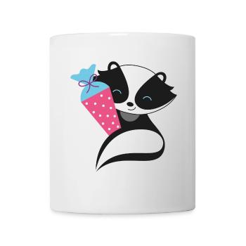 Skunk avec cône d’école inscription à l’école - Mug blanc - blanc - Devant