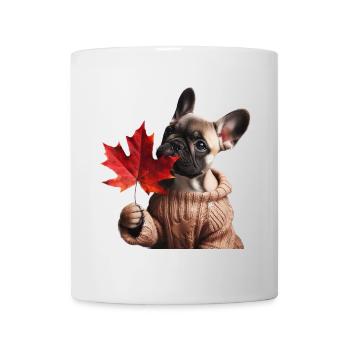 Herbstliche französische Bulldogge - Tasse - Weiß - Vorne