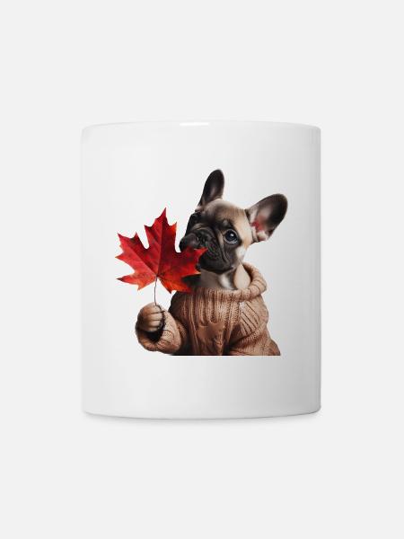 Herbstliche französische Bulldogge - Tasse - Weiß