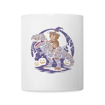 Teddy bear riding a dinosaur on Halloween - Mug - white - Front