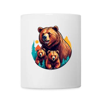 Grizzly Mama mit Kindern - Tasse - Weiß - Vorne
