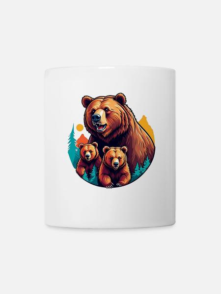 Grizzly Mama mit Kindern - Tasse - Weiß