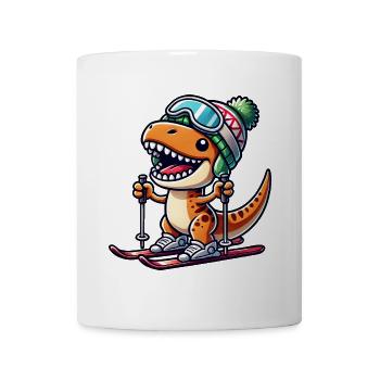 Dino T-Rex Skifahrer Winter Wintersport - Tasse - Weiß - Vorne