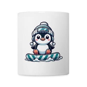 Niedlicher Pinguin beim Snowboarden Winterspaß - Tasse - Weiß - Vorne