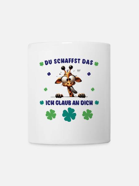 Du schaffst das! Glücksbringer Crazy Giraffe - Tasse - Weiß