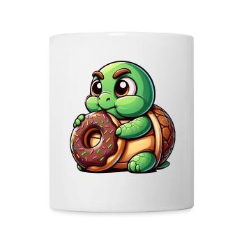 Tortue mignonne beignet dessin animé bite drôle - Mug blanc - blanc - Devant