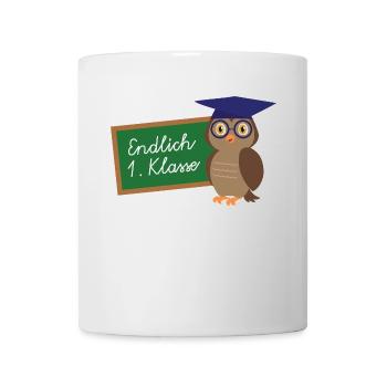 Endlich 1 Klasse Einschulung Schulanfang Schüler - Tasse - Weiß - Vorne