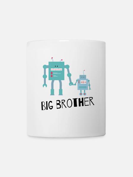 süße Roboter Geschwister, big brother - Tasse - Weiß