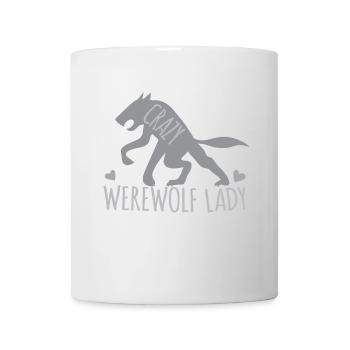 Crazy werewolf lady with grey walking wolf - Mug - white - Front