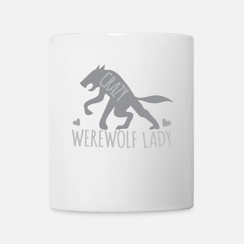 Dame de loup-garou fou avec loup gris - Mug blanc - blanc