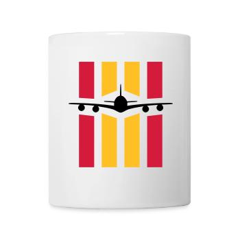 ★ Designfarben änderbar ★ Flugzeug vor 4 Streifen - Tasse - Weiß - Vorne