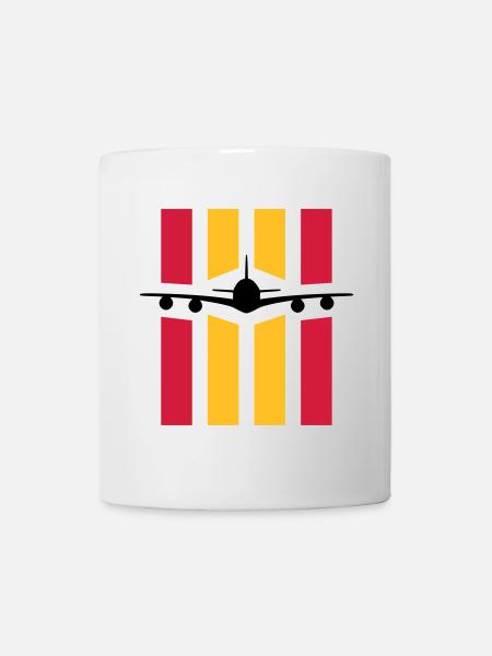 ★ Design colors changeable ★ Airplane in front of 4 strips - Mug - white