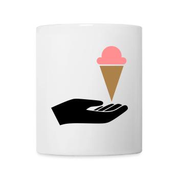 Hand reicht Eis - Tasse - Weiß - Vorne