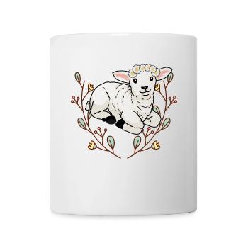 Sommer Blumen Schaf Lamm Hammel Schafbock Kinder - Tasse - Weiß - Vorne