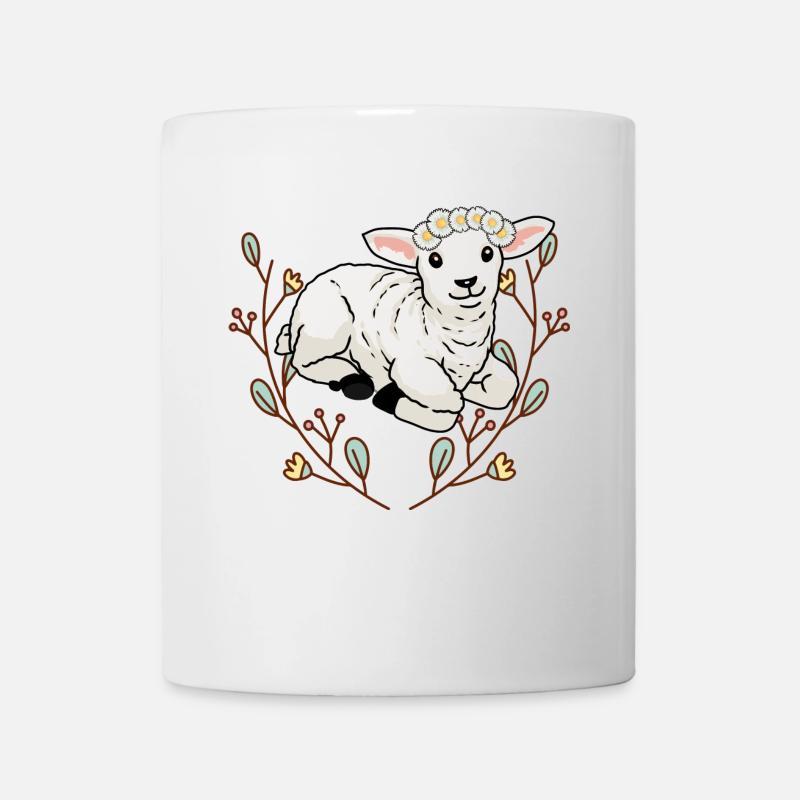 Sommer Blumen Schaf Lamm Hammel Schafbock Kinder - Tasse - Weiß