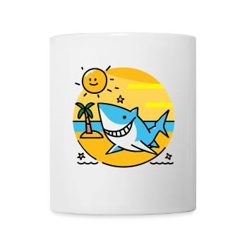 Shark on the beach bathes in the sun - Mug - white - Front