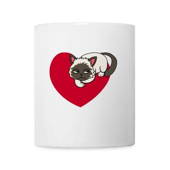 Herz Katze Hauskatze Haustier Kinder Tierfreund - Tasse - Weiß - Vorne