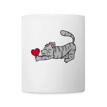 Coeur Chat Amoureux Amour Animal Enfants Bébé - Mug blanc - blanc - Devant