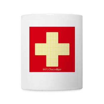 chocoolique blanc drapeau suisse - Mug blanc - blanc - Devant