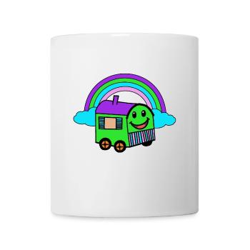 Happy Bauwagen Hütte Regenbogen Fantasy - Tasse - Weiß - Vorne