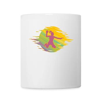 Handball Handballspielerin Sprungwurf handballgirl - Tasse - Weiß - Vorne