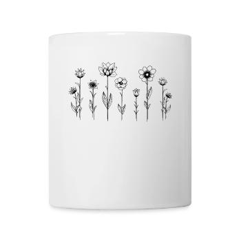Garden Flowers, Line Art, Minimalism, Summer, Fun - Mug - white - Front