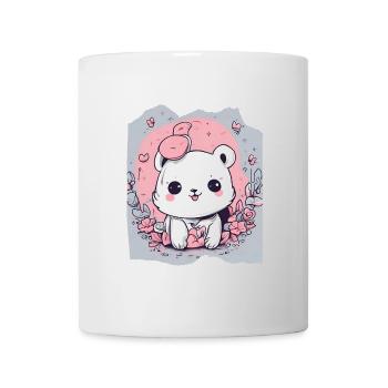 Cute Kawaii White Animal Pink Background For Her - Mug - white - Front