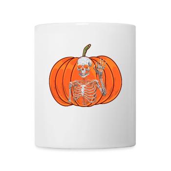 Kürbis Oktober Geist Spuk Halloween Skelett - Tasse - Weiß - Vorne