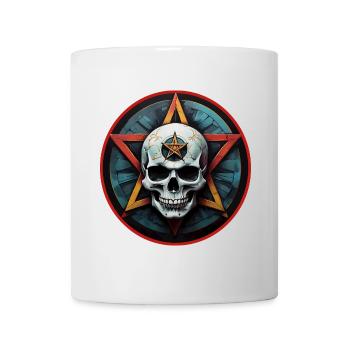 Colorful skull with pentagram - Mug - white - Front