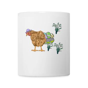 Poulet Volaille Œufs Nid Œufs de Pâques Pâques - Mug blanc - blanc - Devant