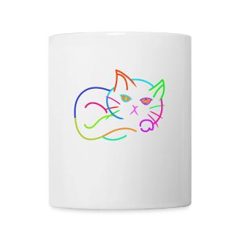 Regenbogen Katze bunt farbenfroh Kinder - Tasse - Weiß - Vorne