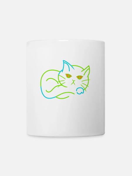 Vintage Katze Retro Stubentiger müde - Tasse - Weiß