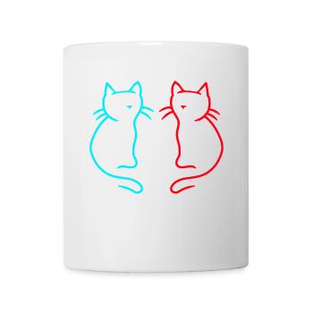 80er 90er Retro Vintage Katzen Katze - Tasse - Weiß - Vorne