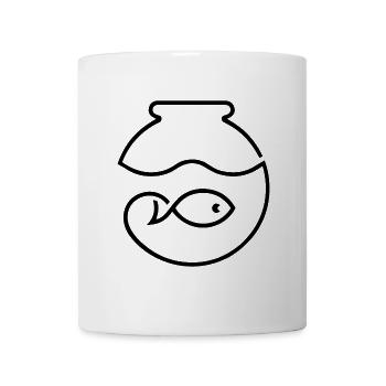 FISCHGLAS KUGEL AQUARIUM FISCH BECKEN BEHÄLTER - Tasse - Weiß - Vorne