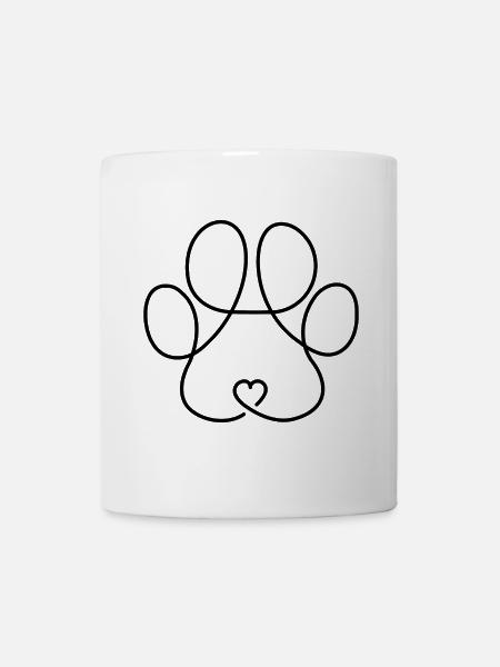 PATA PERRO CACHORRO MASCOTA AMOR CORAZÓN CONEXIÓN - Taza - blanco