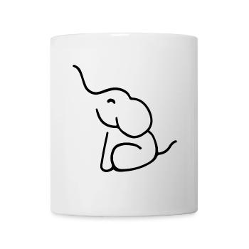 ELEPHANT TATTOO BABY TRUNK SITTING DRAWING LINE - Mug - white - Front
