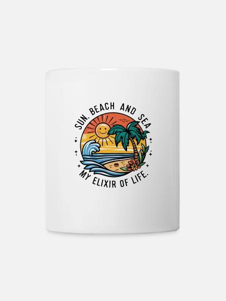 Sonne, Strand und Meer - mein Lebenselixier - Tasse - Weiß