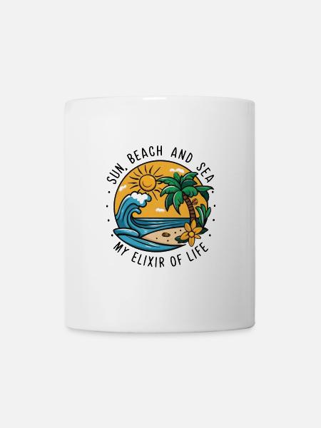 Sonne, Strand und Meer - mein Lebenselixier - Tasse - Weiß
